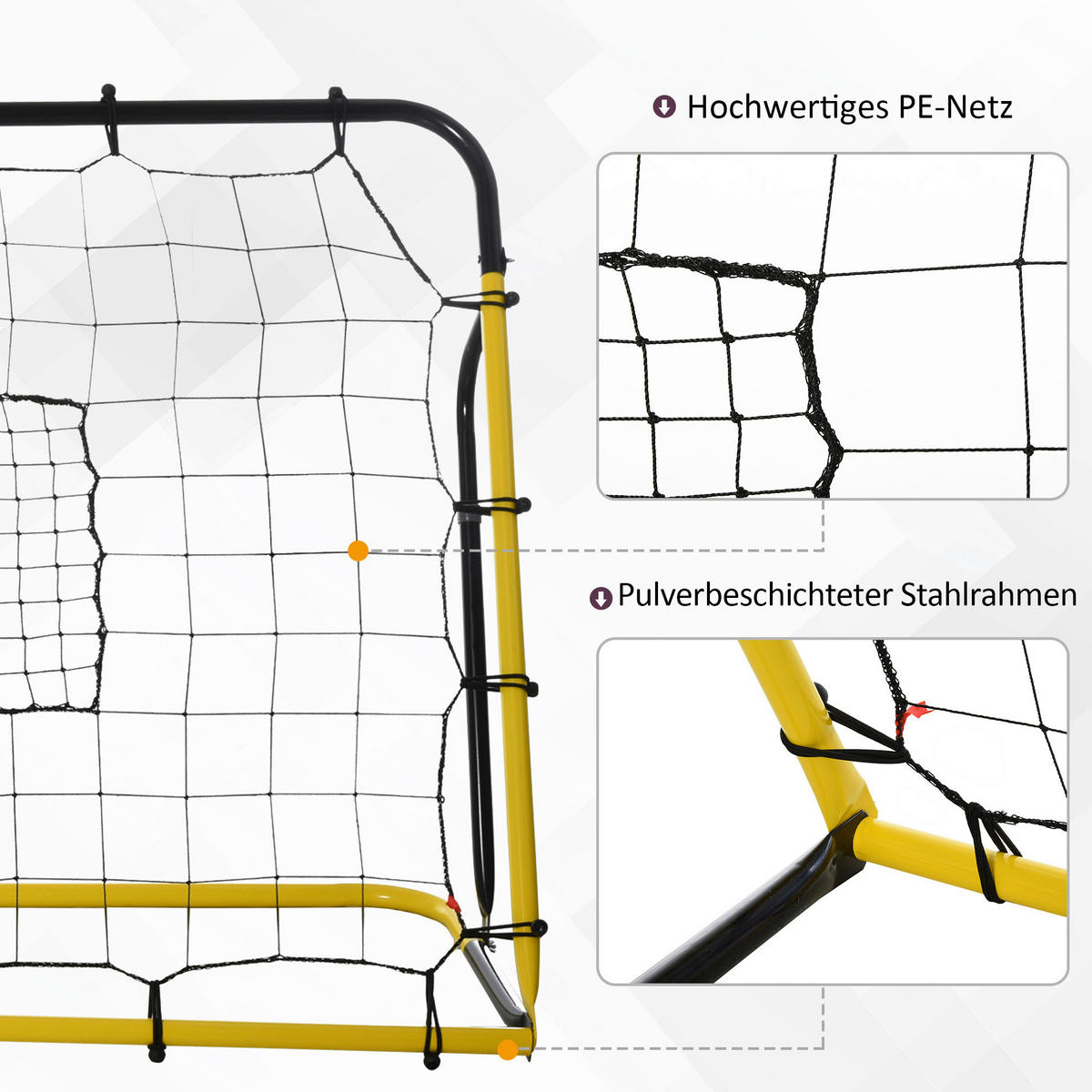 HOMCOM Fußballnetz gelb B/H/T: ca. 184x123x63 cm Fußballnetz_f.mehrere Ballsportart - gelb/schwarz (184,00/123,00/63,00cm) - HOMCOM