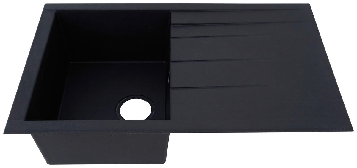 Respekta Einbauspüle Houston 80 x 50 S schwarz Mineralite B/H/T: ca. 80x21x50 cm Houston 80 x 50 S - schwarz (80,00/21,00/50,00cm) - Respekta
