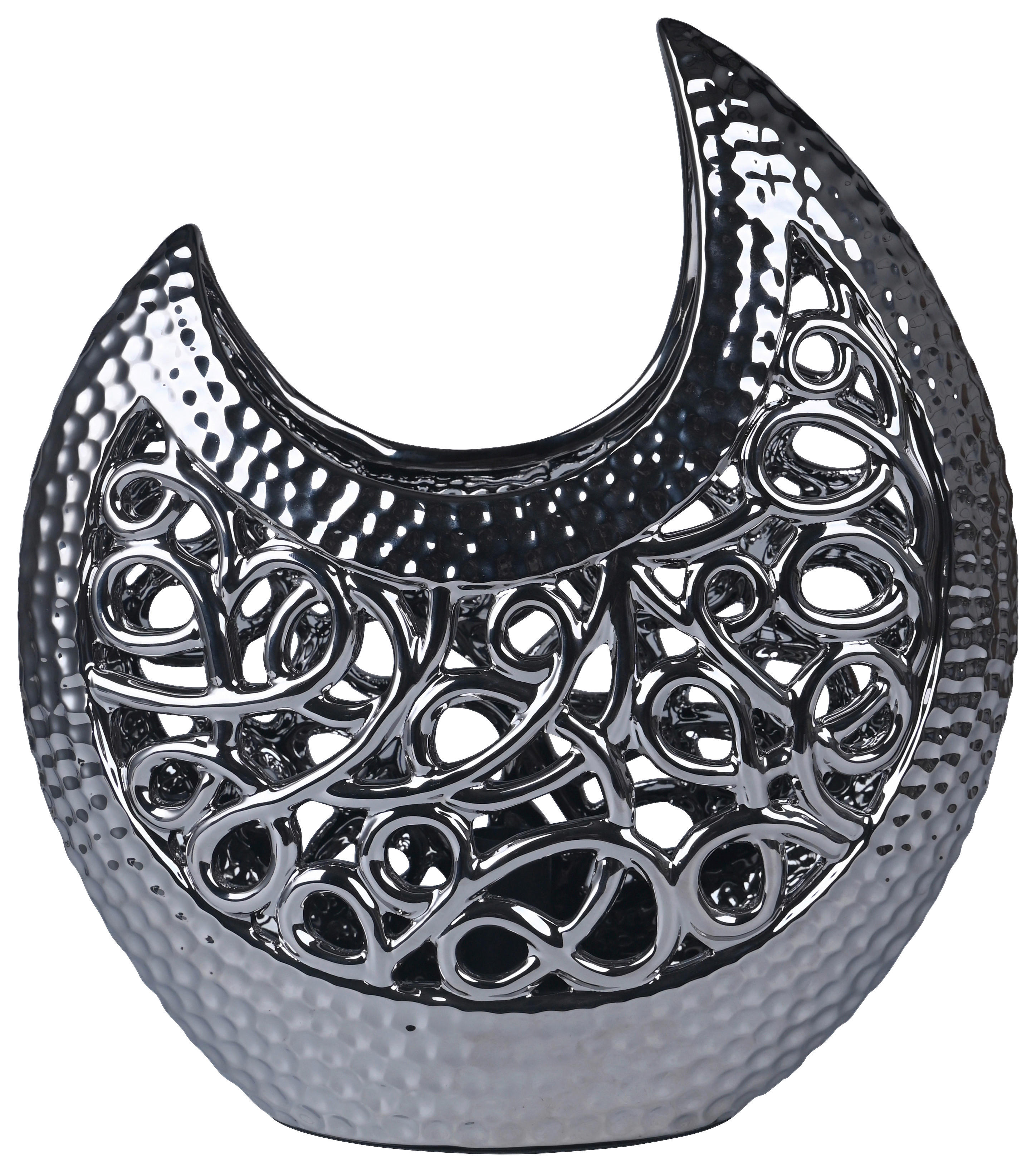 POCOline Keramik_Tischleuchte silber Keramik B/H/L: ca. 16x36x30 cm E14 1 Brennstellen Tischleuchte-Keramik_Adelina - silber (30,00/16,00/36,00cm) - POCOline