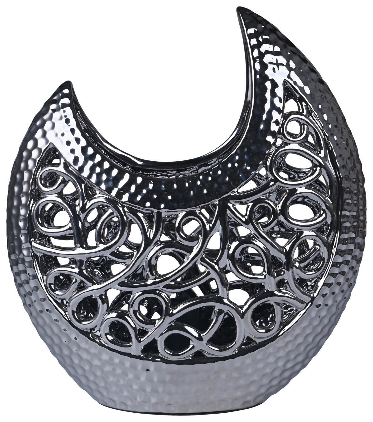 POCOline Keramik_Tischleuchte silber Keramik B/H/L: ca. 16x36x30 cm E14 1 Brennstellen Tischleuchte-Keramik_Adelina - silber (30,00/16,00/36,00cm) - POCOline