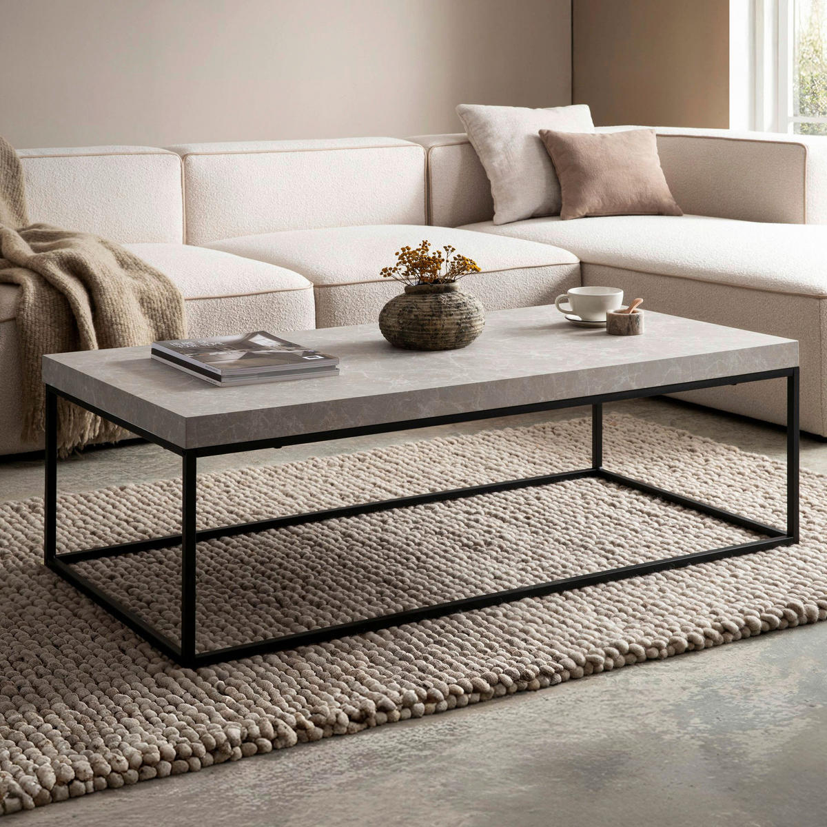 Couchtisch Sandgrau B/H/T: ca. 120x38x60 cm Couchtisch - Sandgrau (120,00/38,00/60,00cm) - Wohnling