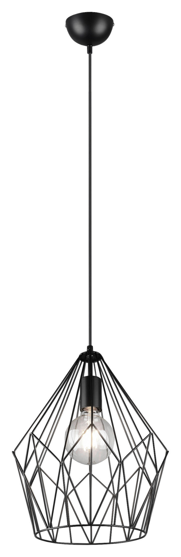 Reality Pendelleuchte R30971032 mattschwarz Metall H/D: ca. 150x30 cm E27 1 Brennstellen Pendelleuchte_Cage - mattschwarz (30,00/150,00cm) - Reality