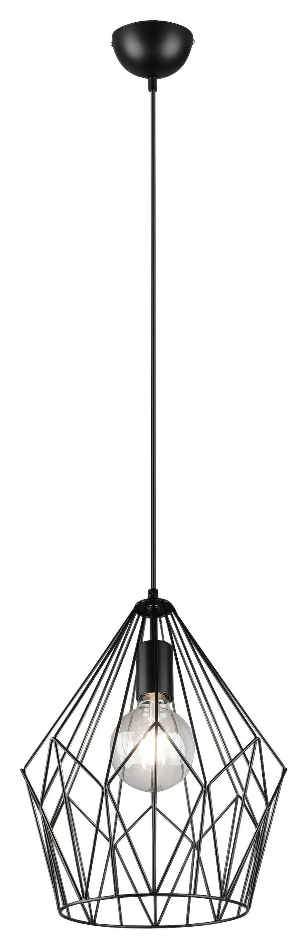 Reality Pendelleuchte R30971032 mattschwarz Metall H/D: ca. 150x30 cm E27 1 Brennstellen Pendelleuchte_Cage - mattschwarz (30,00/150,00cm) - Reality