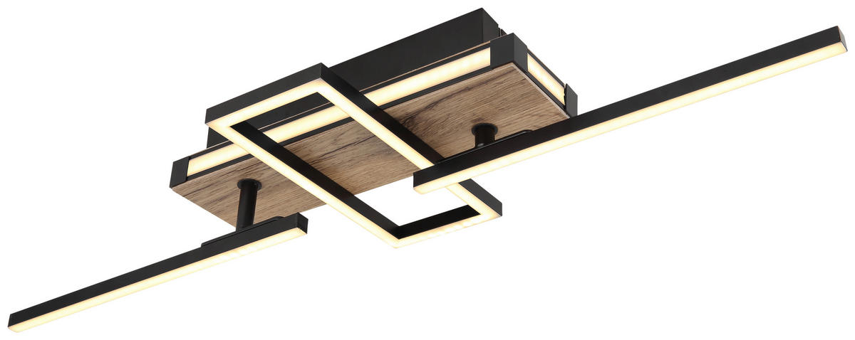 GLOBO LED-Deckenleuchte 67299D2 dunkelbraun mattschwarz Metall MDF Kunststoff B/H/T: ca. 46x12x68 cm COLLI - dunkelbraun/mattschwarz (46,00/12,00/68,00cm) - GLOBO