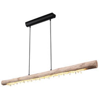 GLOBO LED-Pendelleuchte FELICITAS 15354-20 natur klar mattschwarz Metall Acryl Holz B/H/L: ca. 7x150x120 cm 1.0 Brennstellen FELICITAS - klar/natur (120,00/7,00/150,00cm) - GLOBO