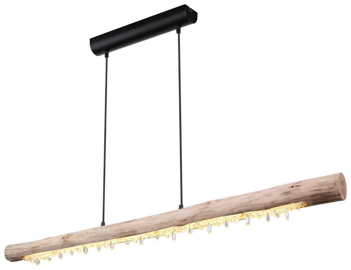 GLOBO LED-Pendelleuchte FELICITAS 15354-20 natur klar mattschwarz Metall Acryl Holz B/H/L: ca. 7x150x120 cm 1.0 Brennstellen FELICITAS - klar/natur (120,00/7,00/150,00cm) - GLOBO