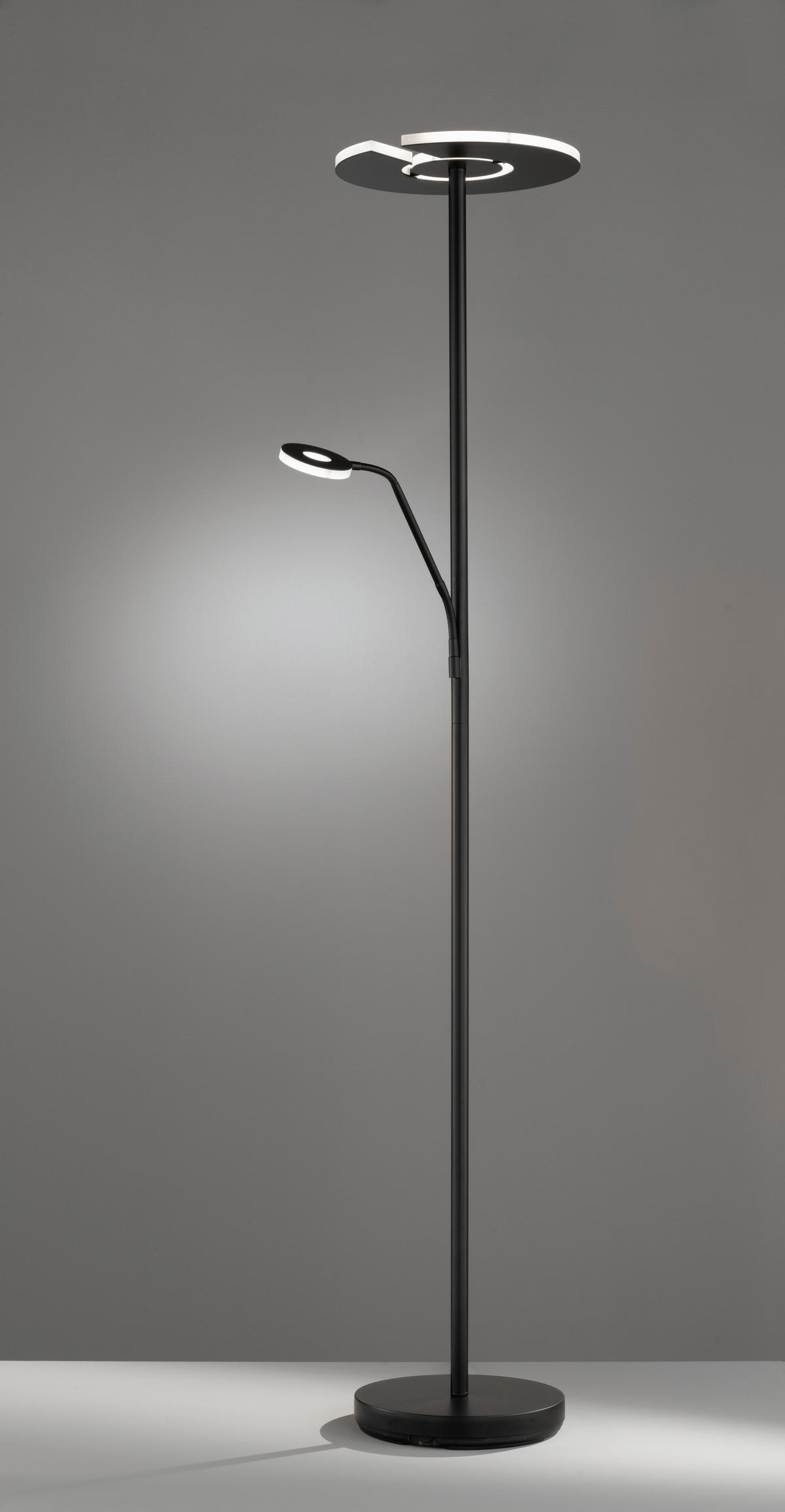Fischer & Honsel LED-Stehleuchte 40318 Chrom schwarz Metall B/H/T: ca. 35x180x50 cm 1 Brennstellen Dent - schwarz/Chrom (35,00/180,00/50,00cm) - Fischer & Honsel