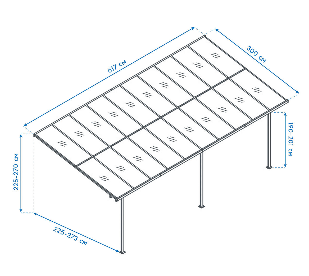 Westmann Terrassenüberdachung Bruce schwarz Aluminium B/H/L: ca. 617x270x300 cm Bruce - schwarz (300,00/617,00/270,00cm) - Westmann