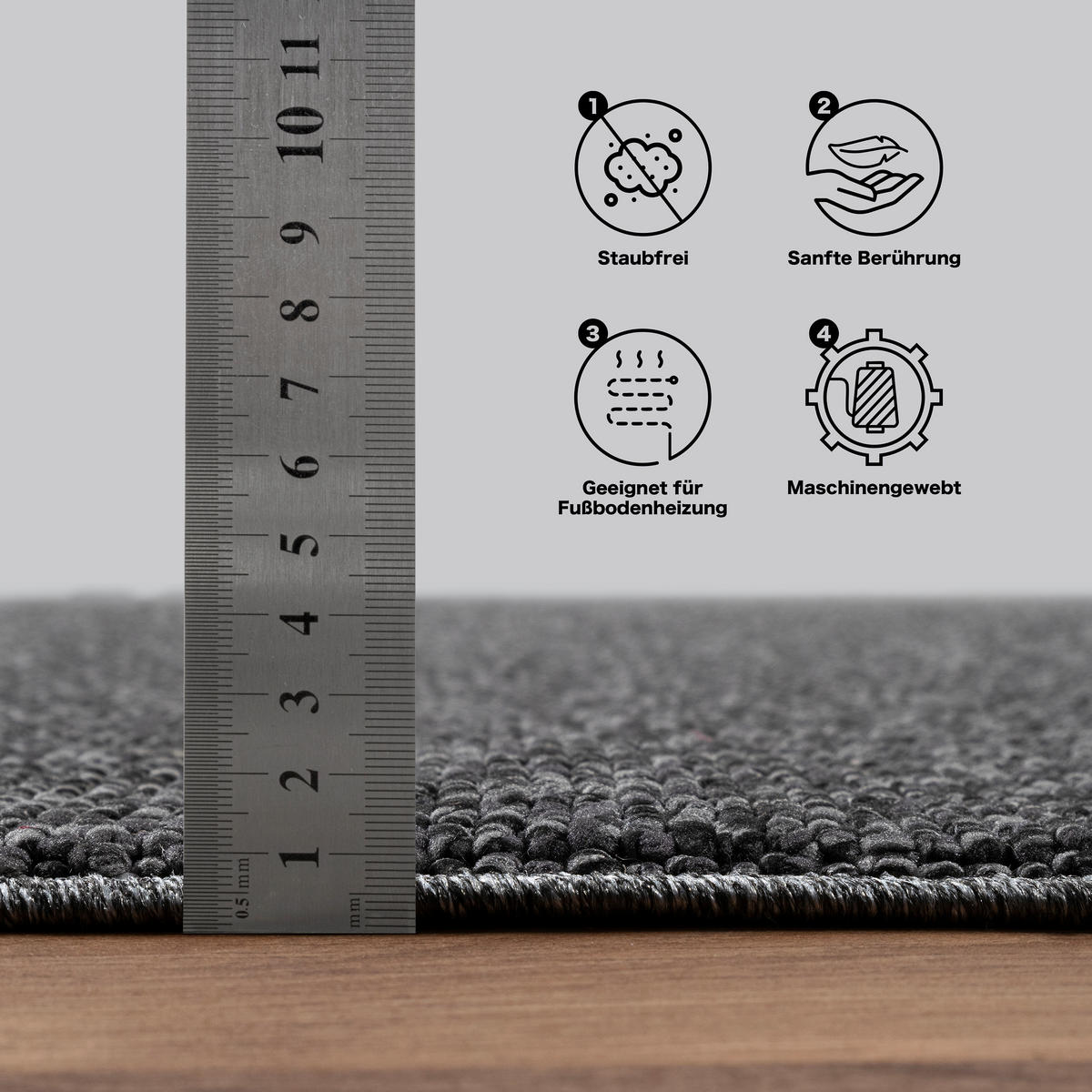 Sanat Teppich LORA PLUS anthrazit B/L: ca. 60x110 cm LORA PLUS - anthrazit (60,00/110,00cm) - Sanat