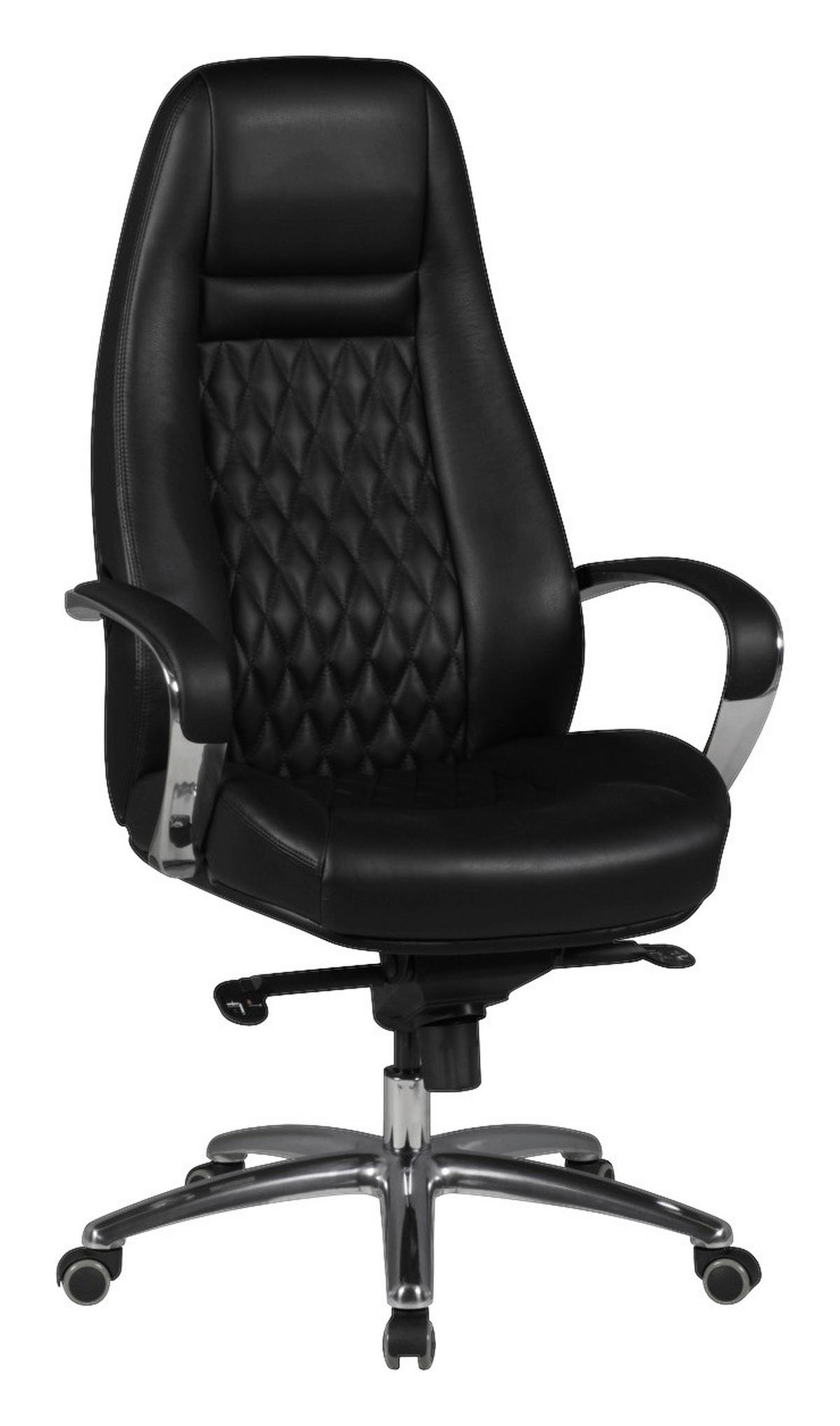 Drehstuhl schwarz Leder Bürostuhl AUSTIN - schwarz (68,00/130,00/70,00cm) - Amstyle