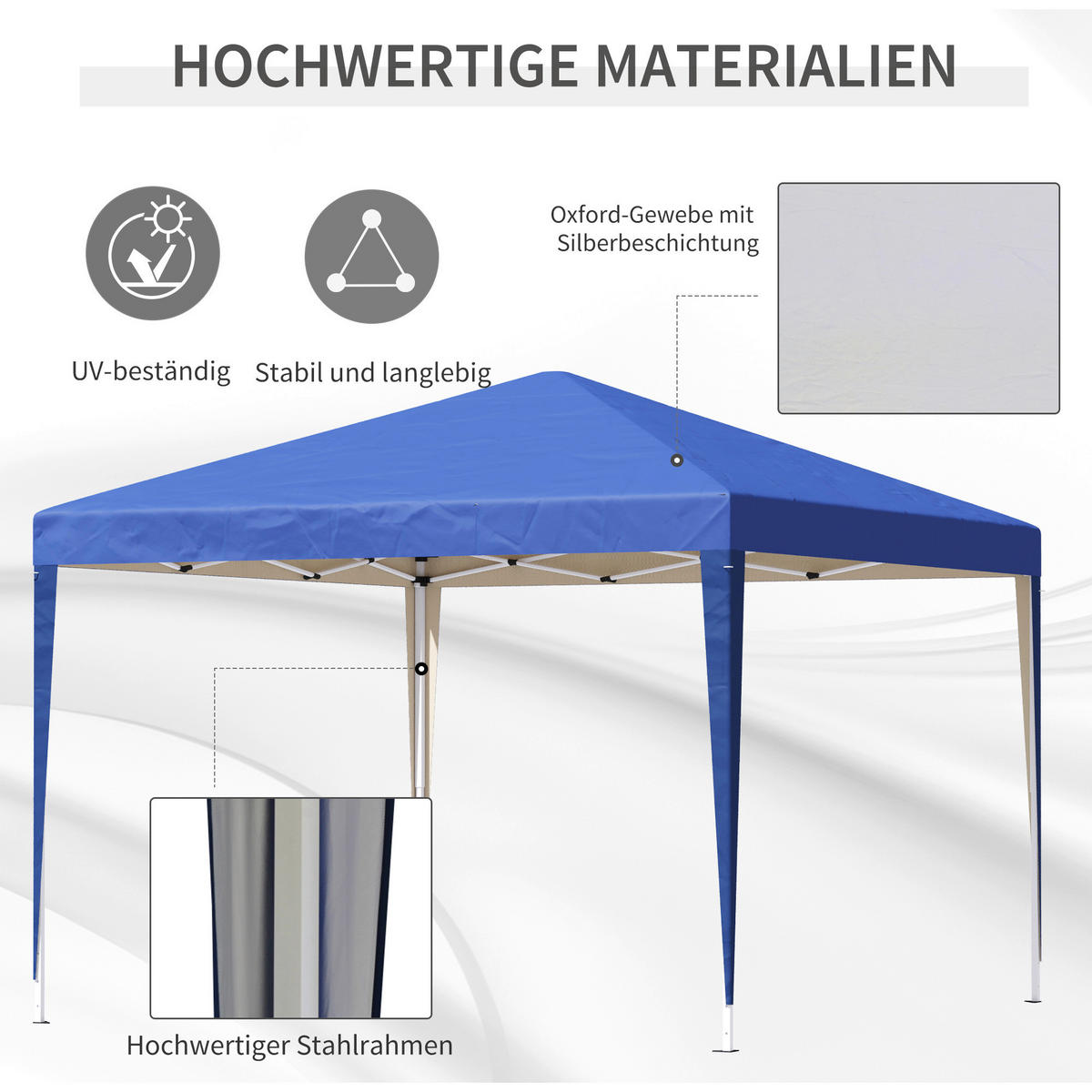Outsunny Pavillon blau Polyester B/H/L: ca. 295x255x295 cm Pavillon - blau (295,00/295,00/255,00cm) - Outsunny