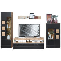 Wohnwand Sonate Eiche Nachbildung schwarz matt B/H/T: ca. 340x208x52 cm Sonate - schwarz (340,00/208,00/52,00cm)