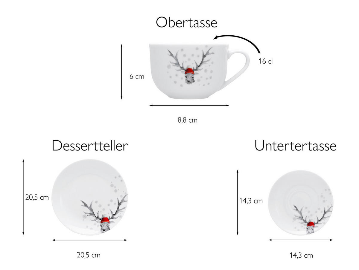 CreaTable Kaffeeservice Luna Hirsch Luna Hirsch - multicolor - CreaTable