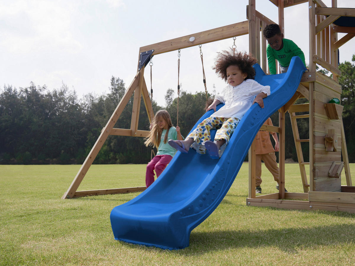 AXI Spielturm Malik braun B/H/L: ca. 345x270x336 cm Malik - braun/blau (336,00/345,00/270,00cm) - AXI