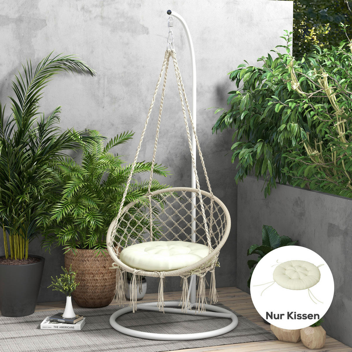Outsunny Sitzkissen beige Polyester B/H/L: ca. 80x10x80 cm Sitzkissen - beige (80,00/80,00/10,00cm) - Outsunny