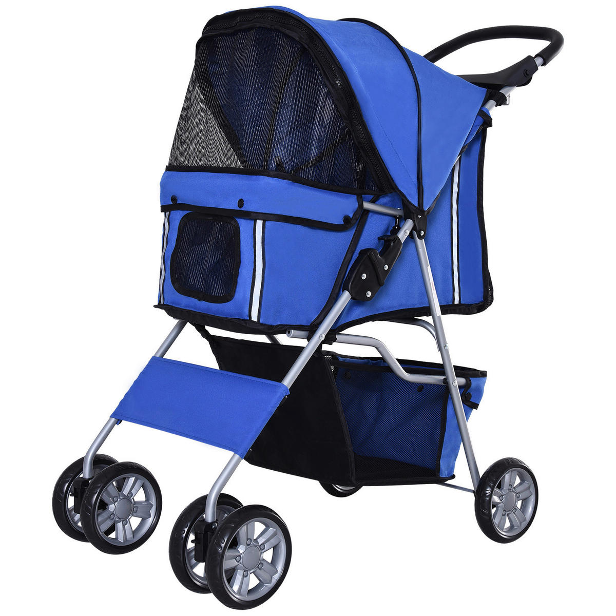 PawHut Hunde-Zubehör blau Edelstahl B/H/L: ca. 45x75x97 cm Hundebuggy - blau (97,00/45,00/75,00cm) - PawHut