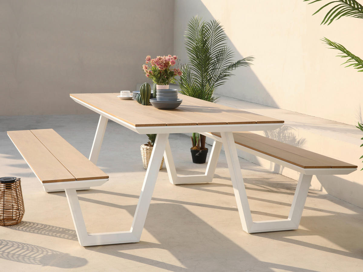 AXI Outdoor Living Picknickset Nori braun Metall B/H/L: ca. 200x75x190 cm Nori - braun/weiß (190,00/200,00/75,00cm) - AXI Outdoor Living