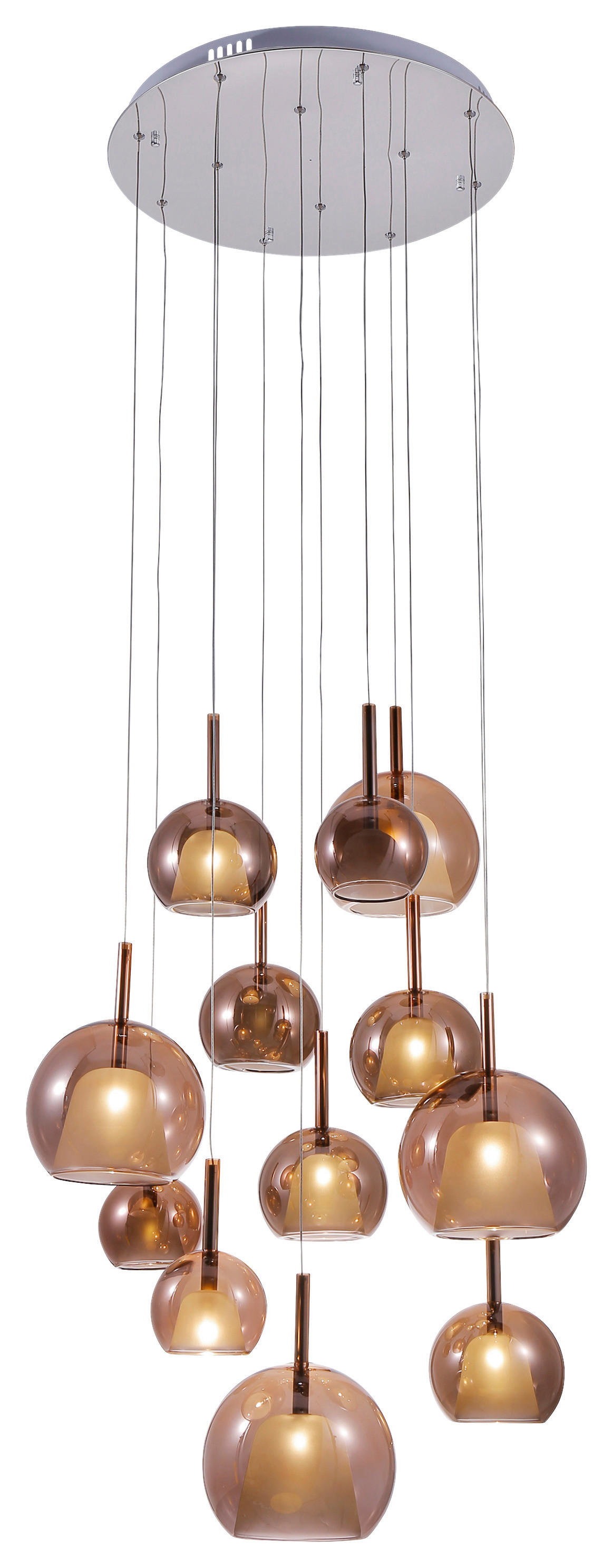 SPOT Light Pendelleuchte BELLEZIA silber Kupfer Chrom Kupfer H/D: ca. 150x60 cm null 12 Brennstellen Bellezia - Kupfer/silber (60,00/150,00cm) - SPOT Light