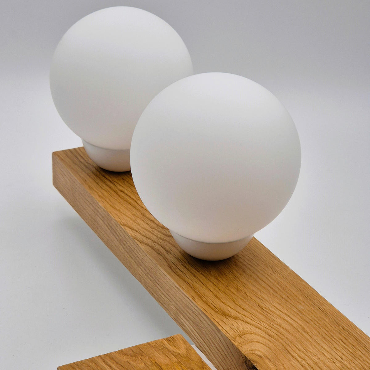 Lamkur Deckenleuchte MATTE 50195 weiß Eiche Stahl Glas Eiche H/L: ca. 19x64 cm G9 4 Brennstellen Matte - Eiche/weiß (64,00cm) - Lamkur