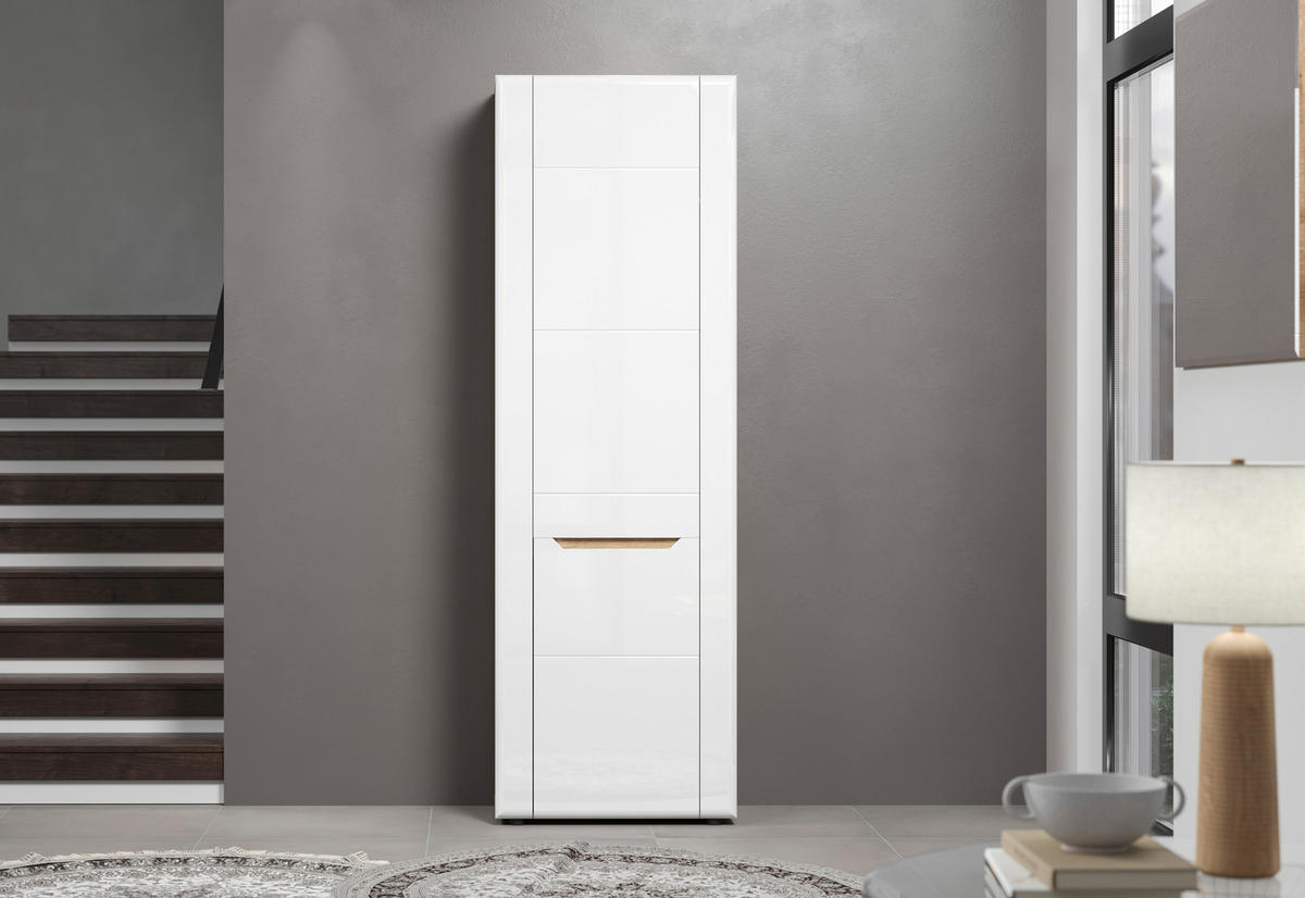 Garderobenschrank Marlon Eiche Evoke Coast Nachbildung weiß Hochglanz B/H/T: ca. 65x200x38 cm Marlon - Eiche/weiß (65,00/200,00/38,00cm)