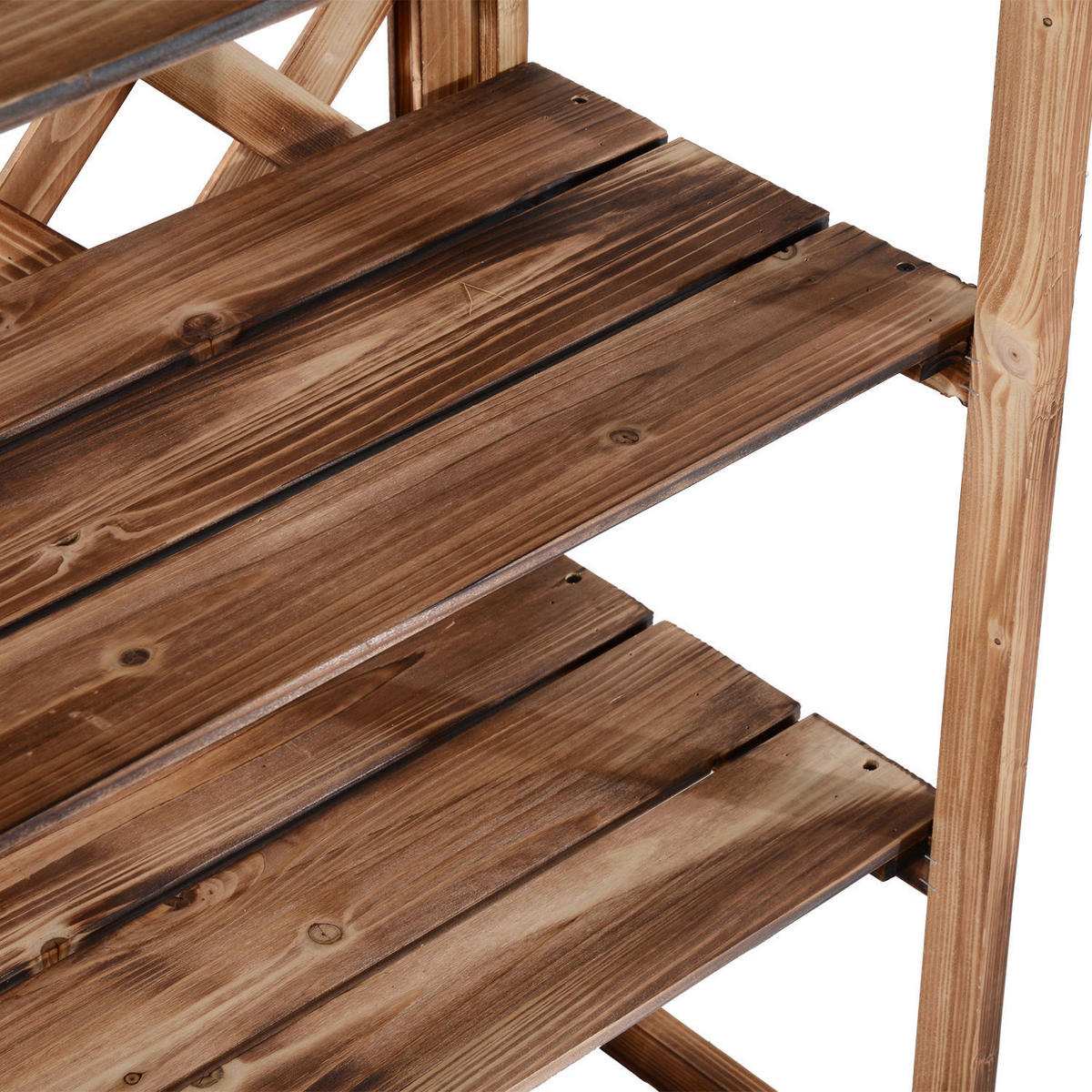 Outsunny Pflanzentreppe natur Holz B/H/L: ca. 38x120x75 cm Pflanzentreppe mit 3 Etagen - natur (75,00/38,00/120,00cm) - Outsunny