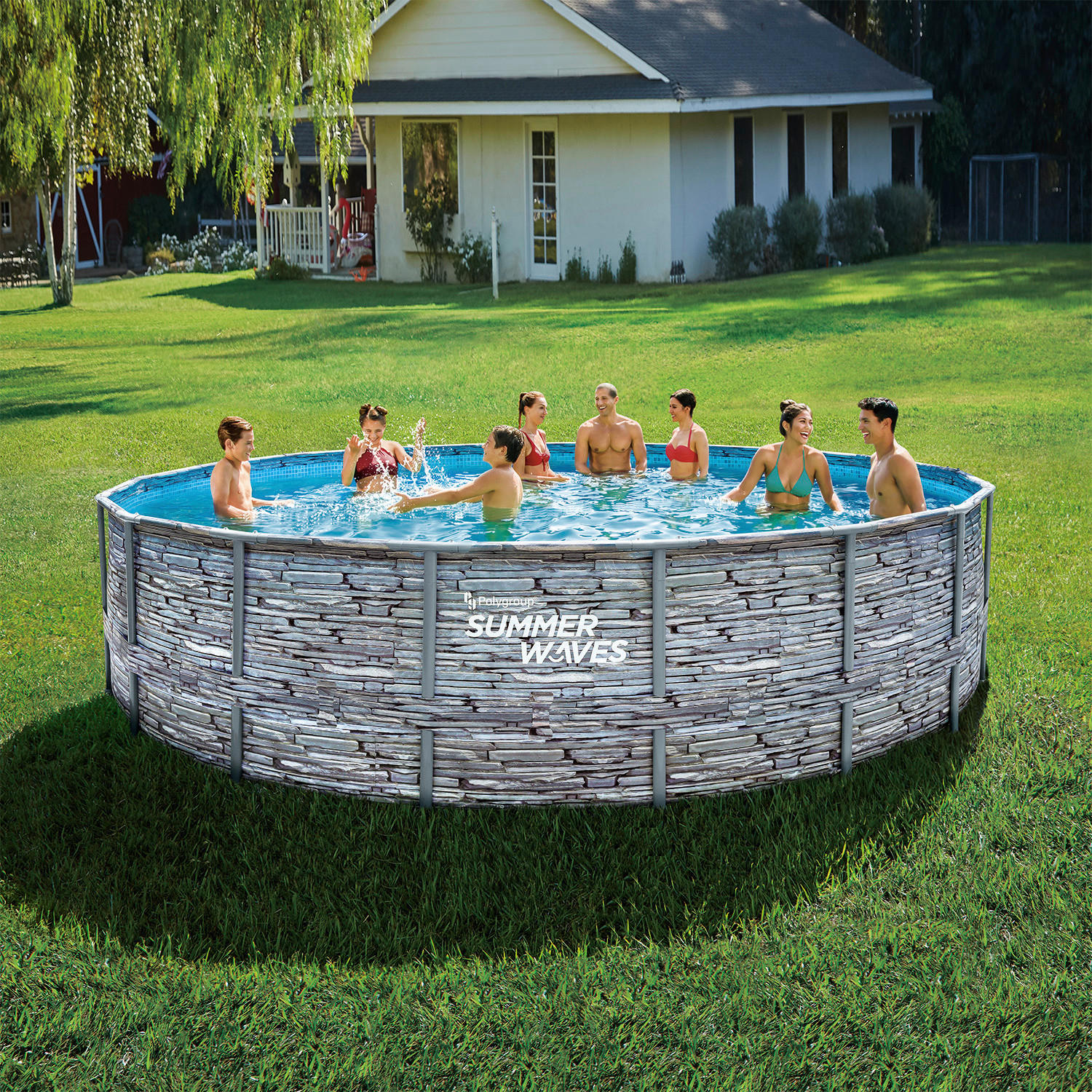 Summer Waves Poolset Elite B/H/L: ca. 549x132x549 cm Elite - grau (549,00/549,00/132,00cm) - Summer Waves