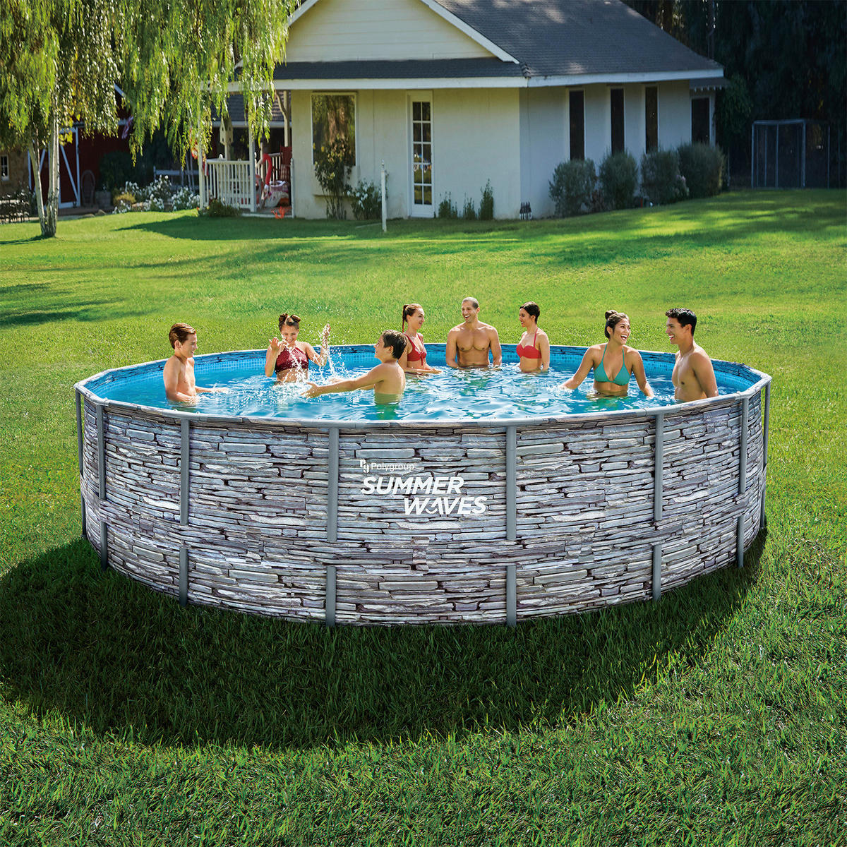 Summer Waves Poolset Elite B/H/L: ca. 549x132x549 cm Elite - grau (549,00/549,00/132,00cm) - Summer Waves
