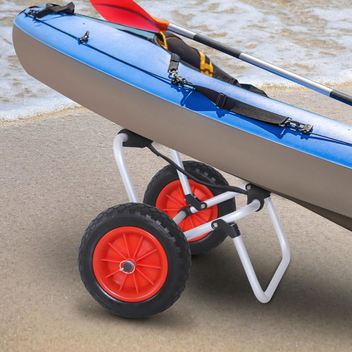 HOMCOM Kanuwagen silber Aluminium Kanuwagen gepolstert - rot/schwarz - HOMCOM