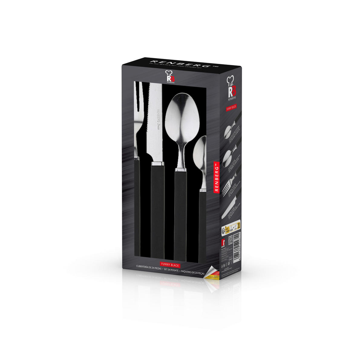 RENBERG Besteckset FUNNY BLACK schwarz Edelstahl 24 tlg. FUNNY BLACK - schwarz - RENBERG