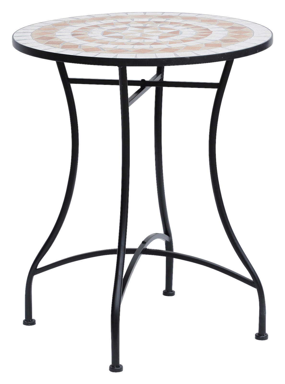 Outsunny Mosaiktisch orange Stahl H/D: ca. 71x60 cm Runder_Mosaiktisch - orange/weiß (60,00/71,00cm) - Outsunny