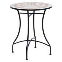 Outsunny Mosaiktisch orange Stahl H/D: ca. 71x60 cm Runder_Mosaiktisch - orange/weiß (60,00/71,00cm) - Outsunny