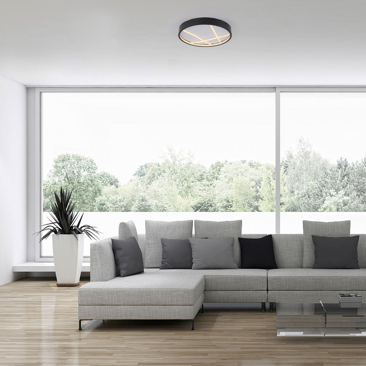 Just Light LED-Deckenleuchte schwarz H/D: ca. 5,3x40 cm LED-Deckenleuchte_Mikado - schwarz (40,00/5,30cm) - Just Light