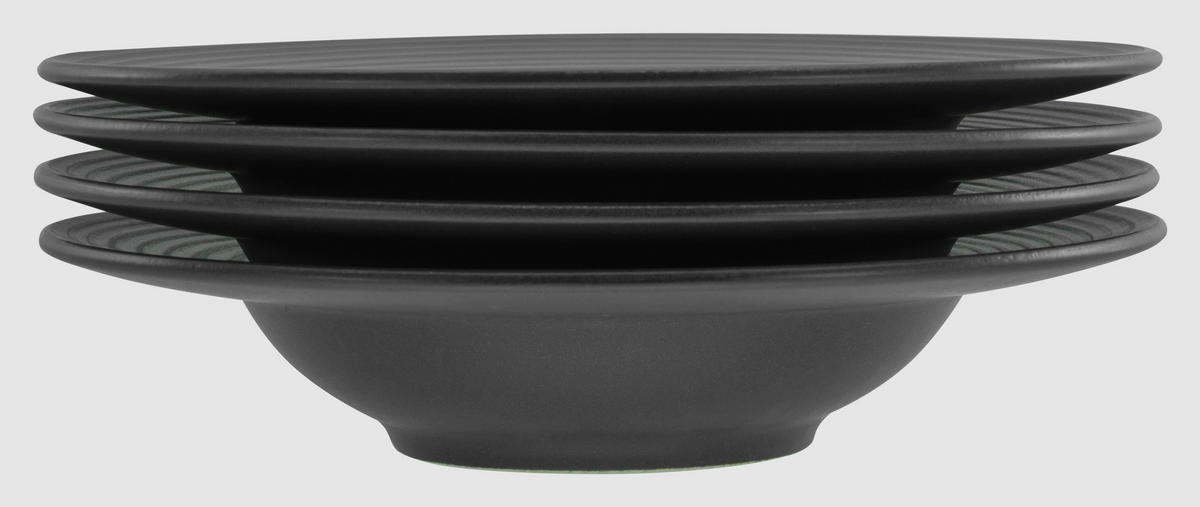 CreaTable Pastateller-Set Lava Stone schwarz Steinzeug D: ca. 32 cm Lava Stone - schwarz (32,00cm) - CreaTable