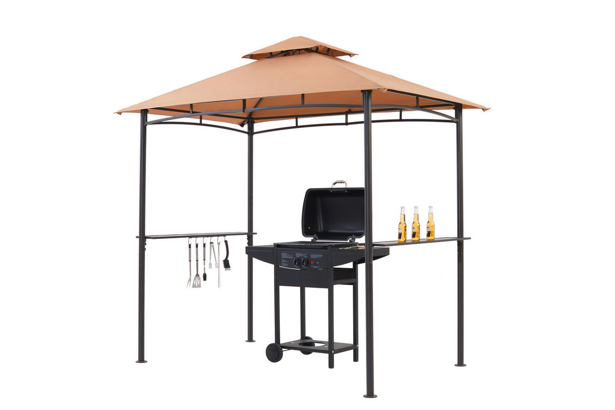 Grasekamp Grillpavillon BBQ beige Polyester B/H/L: ca. 152x250x244 cm BBQ - beige/anthrazit (244,00/152,00/250,00cm) - Grasekamp
