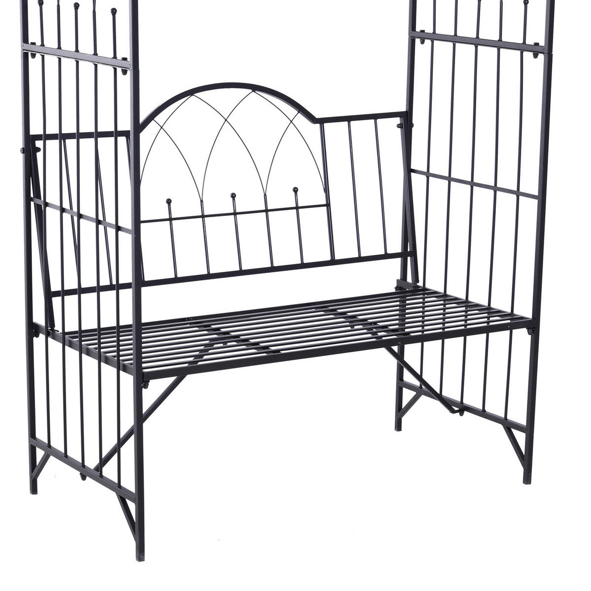 Outsunny Bank schwarz Metall B/H/T: ca. 115x203x59 cm Bank - schwarz (115,00/203,00/59,00cm) - Outsunny