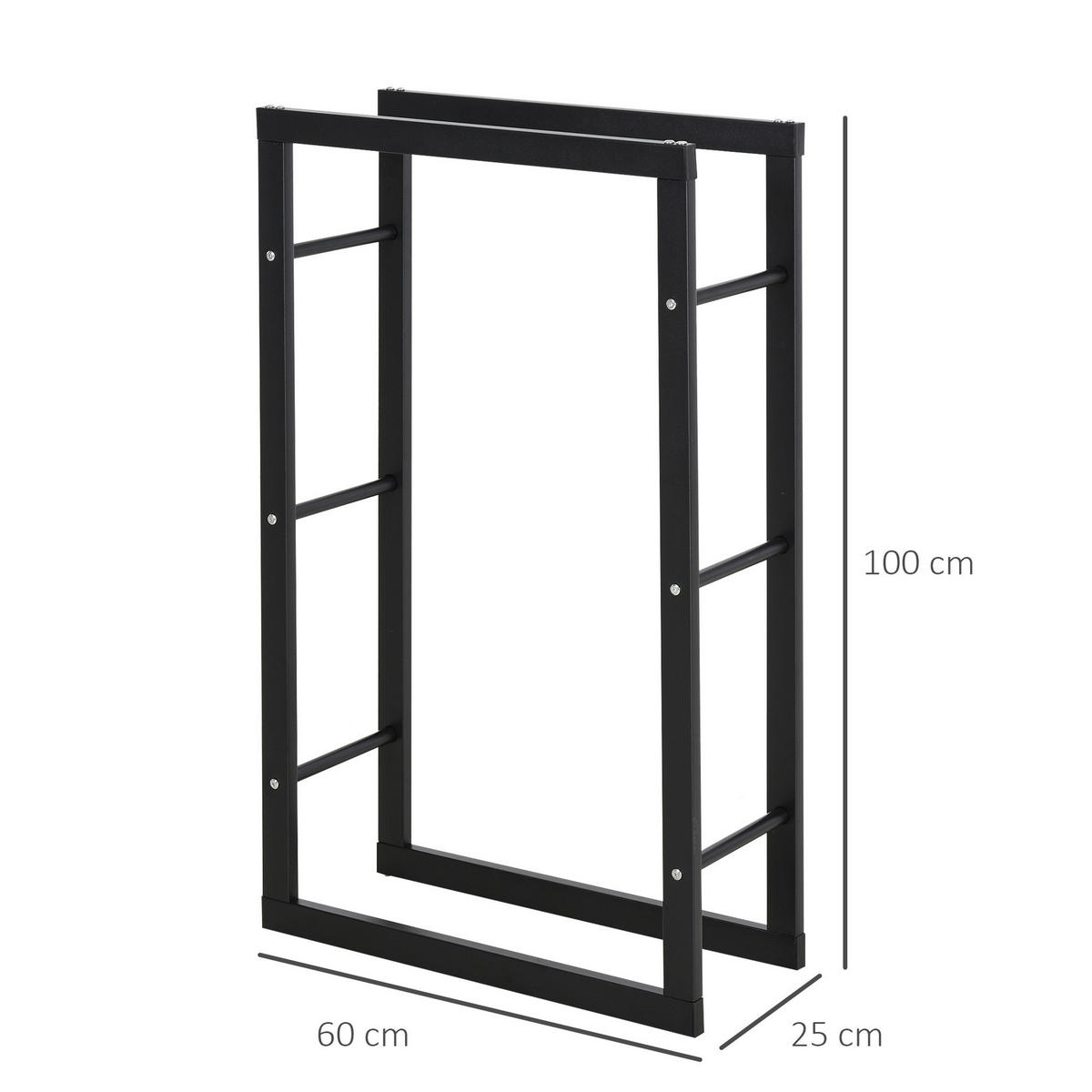 HOMCOM Kaminholzständer schwarz B/H/L: ca. 25x100x60 cm ca. 100 kg Kaminholzständer 820-146 - schwarz (60,00/25,00/100,00cm) - HOMCOM