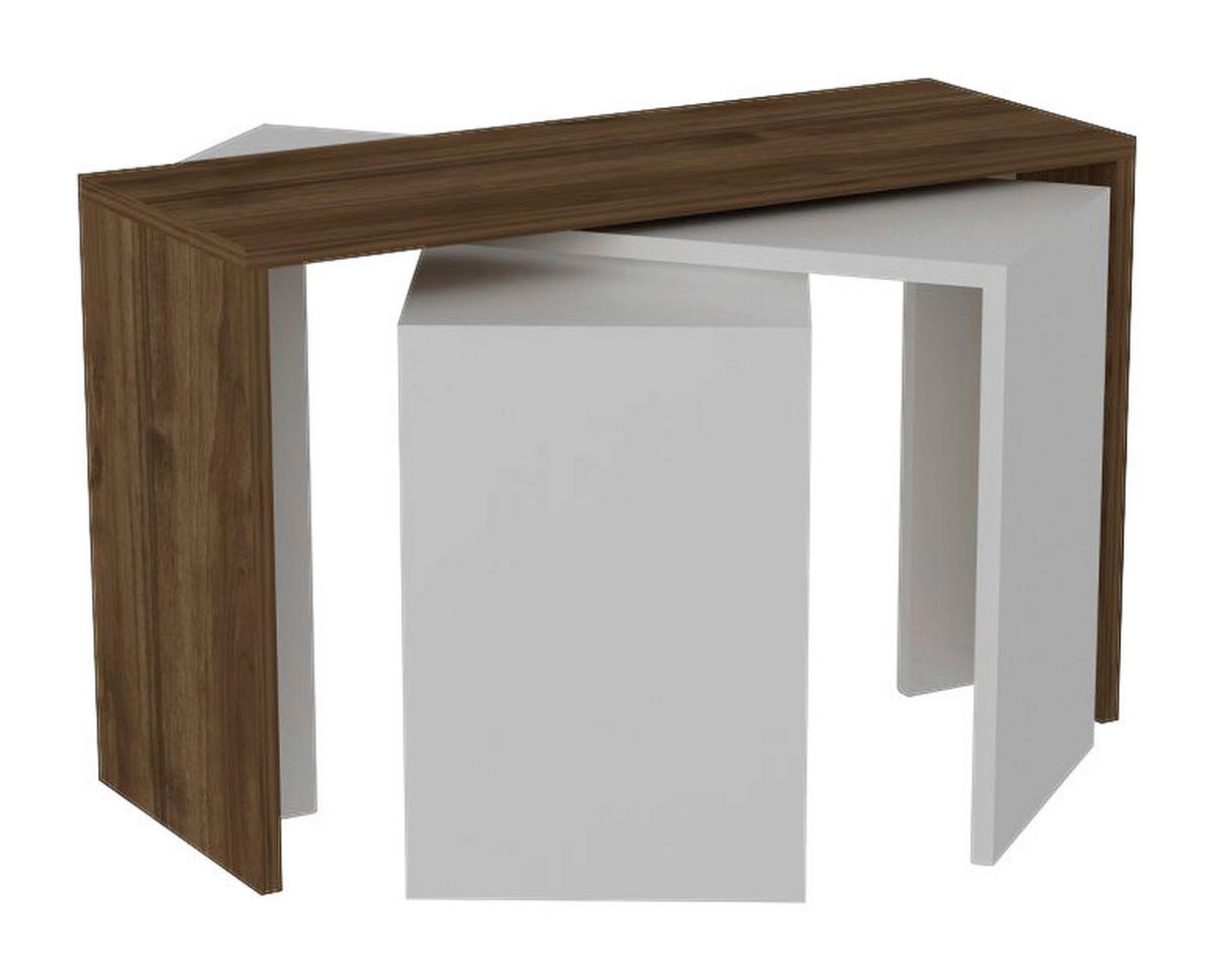 Beistelltisch 3er-Set. Cango weiß walnuss Nachbildung Spanplatte B/H/T: ca. 80x45x30 cm 3er-Set. Cango - weiß/walnuss (80,00/45,00/30,00cm) - moebel17