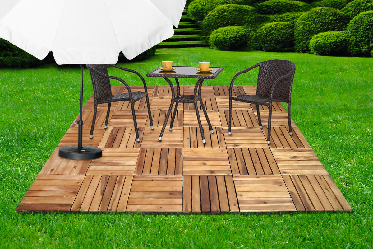 Terrassenfliese Akazie, 9 Stück im Paket braun B/L: ca. 30x30 cm Akazie, 9 Stück im Paket - braun (30,00/30,00/2,40cm)
