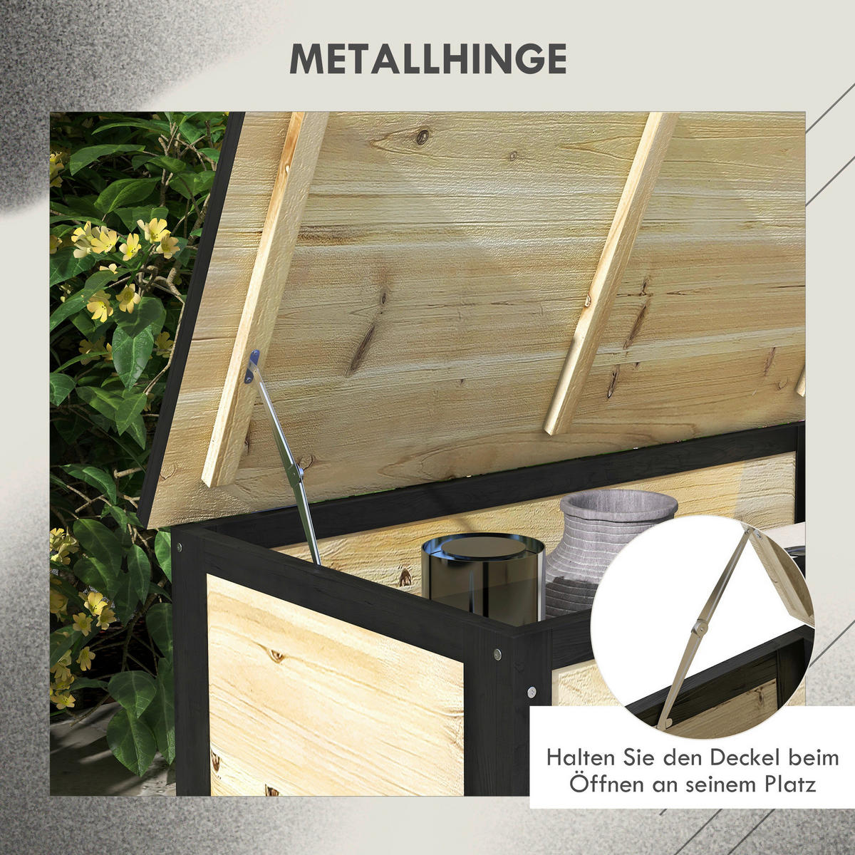 Outsunny Aufbewahrungsbox natur Polypropylen B/H/L: ca. 50x100x43 cm Aufbewahrungstruhe - natur (43,00/50,00/100,00cm) - Outsunny
