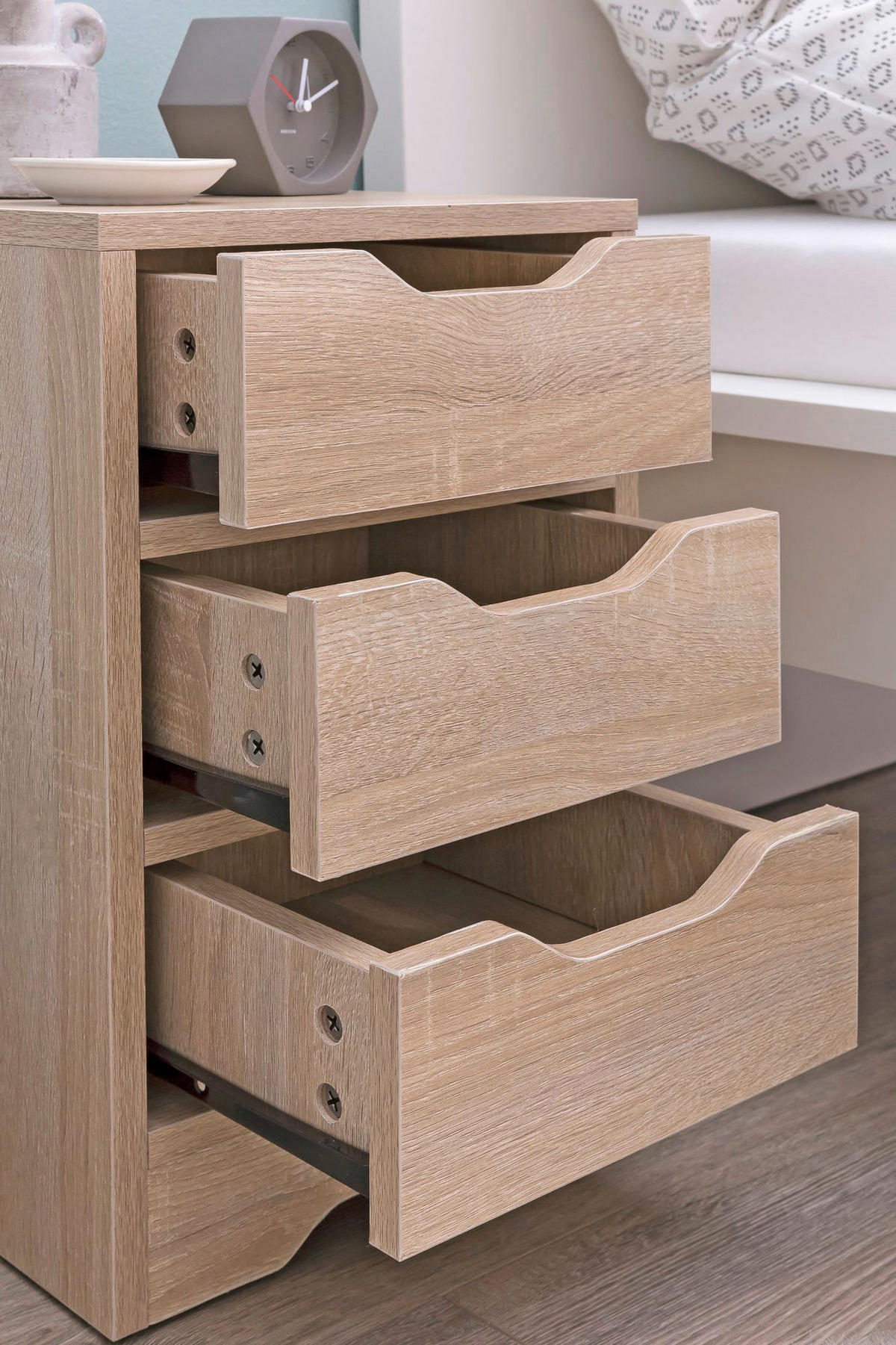 Nachtkonsole Sonoma Nachbildung B/H/T: ca. 31x49x31 cm Nachtkonsole - (31,00/49,00/31,00cm) - Wohnling
