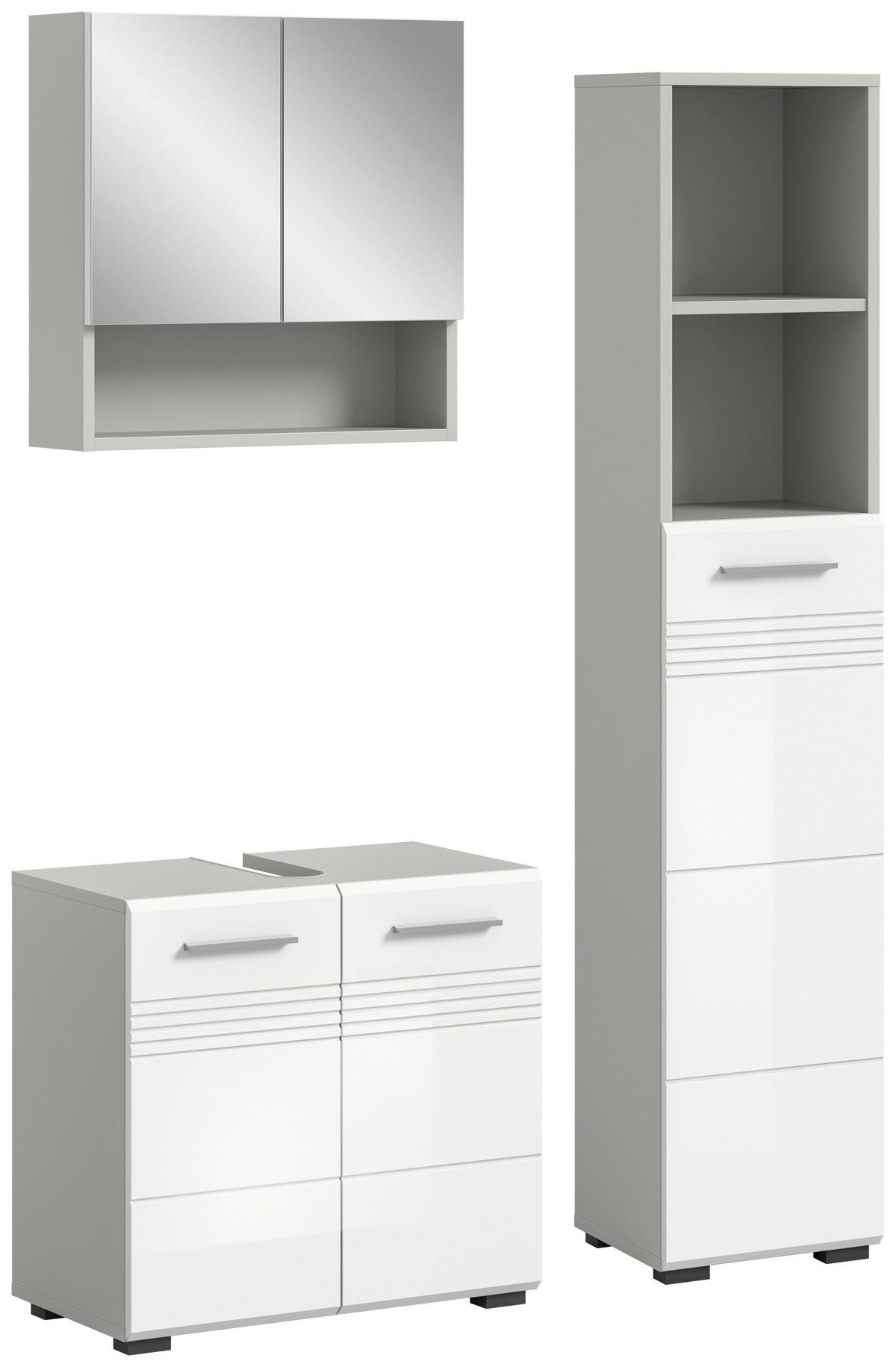 Badblock Copa hellgrau weiß Hochglanz B/H/T: ca. 105x190x32 cm Copa - hellgrau/weiß (105,00/190,00/32,00cm) - xonox.home