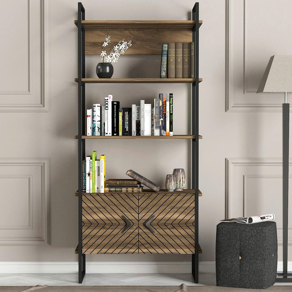 Regal Scala walnuss Nachbildung B/H/T: ca. 90x180x35 cm Scala - walnuss (90,00/180,00/35,00cm) - moebel17