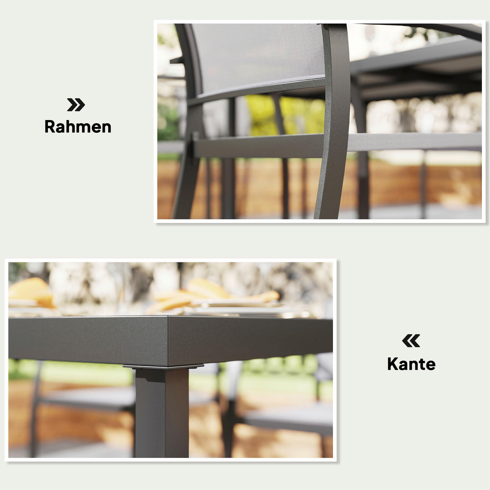 Thumbnail - Outsunny Gartenmöbel-Set grau Kunststoff B/H/L: ca. 87x72x180 cm