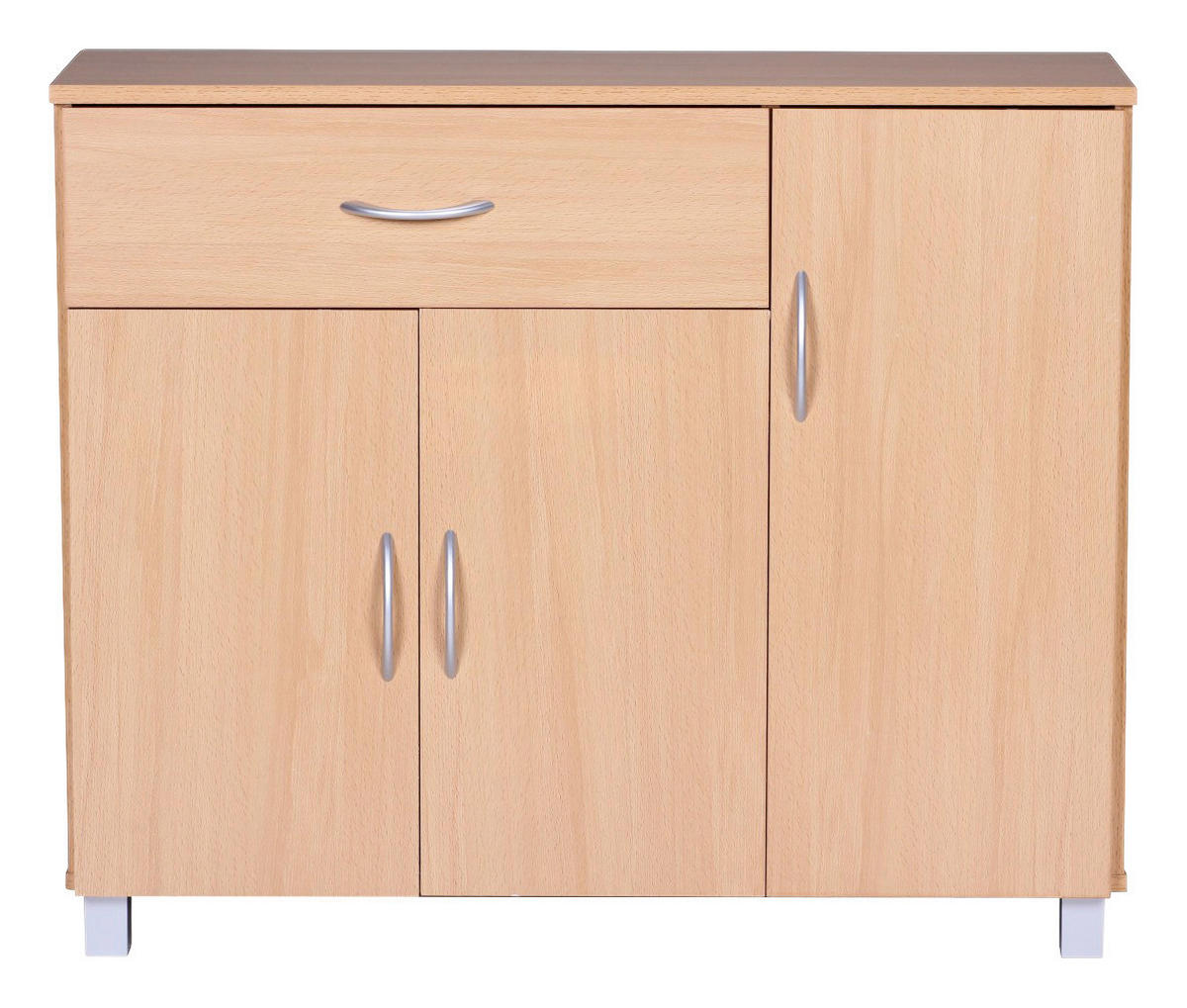 Sideboard buche Nachbildung silber B/H/T: ca. 90x75x30 cm Sideboard - buche/silber (90,00/75,00/30,00cm) - Wohnling