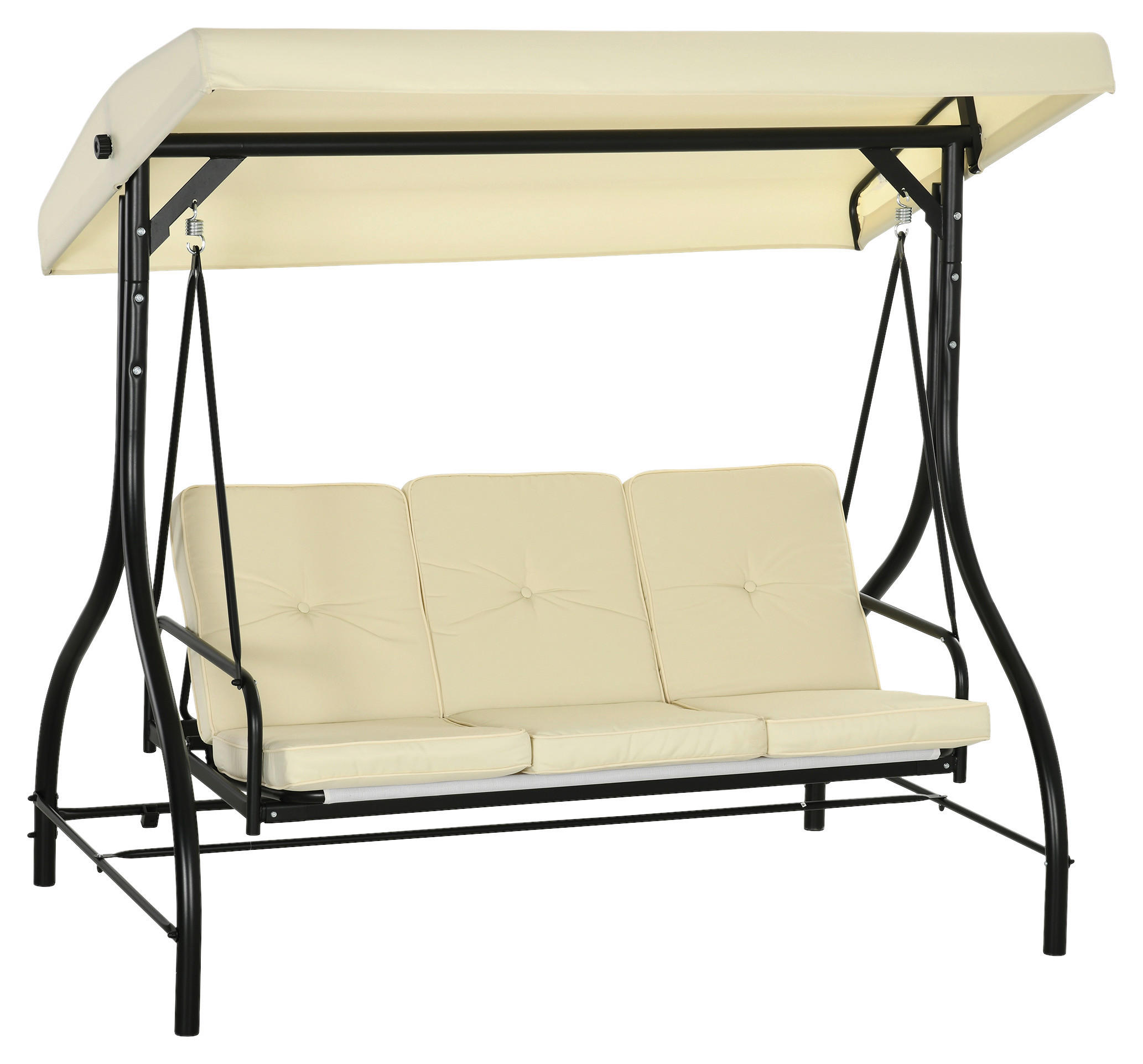 Outsunny Hollywoodschaukel beige Stahl B/H/L: ca. 117x175x195 cm Hollywoodschaukel - beige (195,00/117,00/175,00cm) - Outsunny