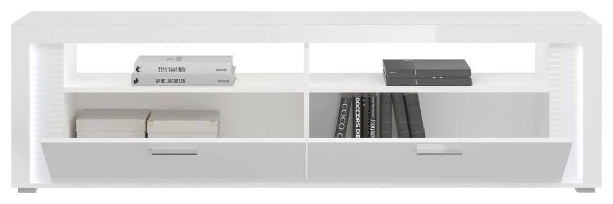 TV-Lowboard Skylight weiß weiß Hochglanz B/H/T: ca. 201x58x46 cm Skylight - weiß (201,00/58,00/46,00cm)