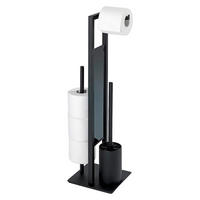 Stand-WC-Garnitur mattschwarz Stahl Stand-WC-Garnitur_Rivalta schwarz - mattschwarz (23,00/18,00/70,00cm) - WENKO