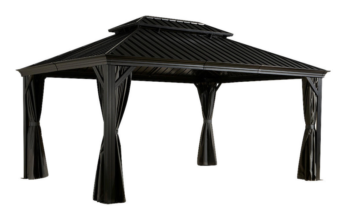 Sojag Pavillon-Vorhang-Set Mykonos/Messina dunkelgrau Polyester Mykonos/Messina - dunkelgrau - Sojag