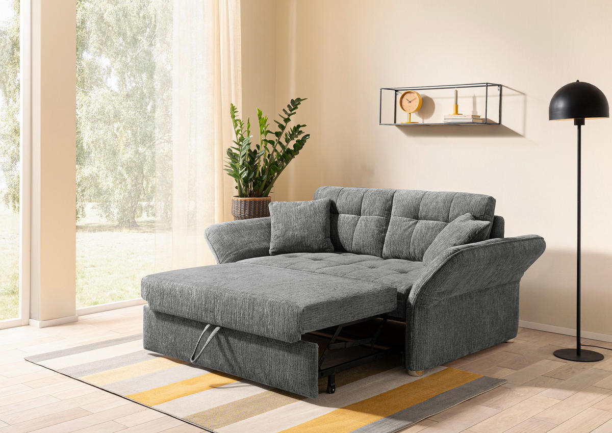 Schlafsofa grau Polyester B/H/T: ca. 191x84x105 cm Leon_Schlafsofa 443/09-443/09 - Chrom/grau (191,00/84,00/105,00cm)