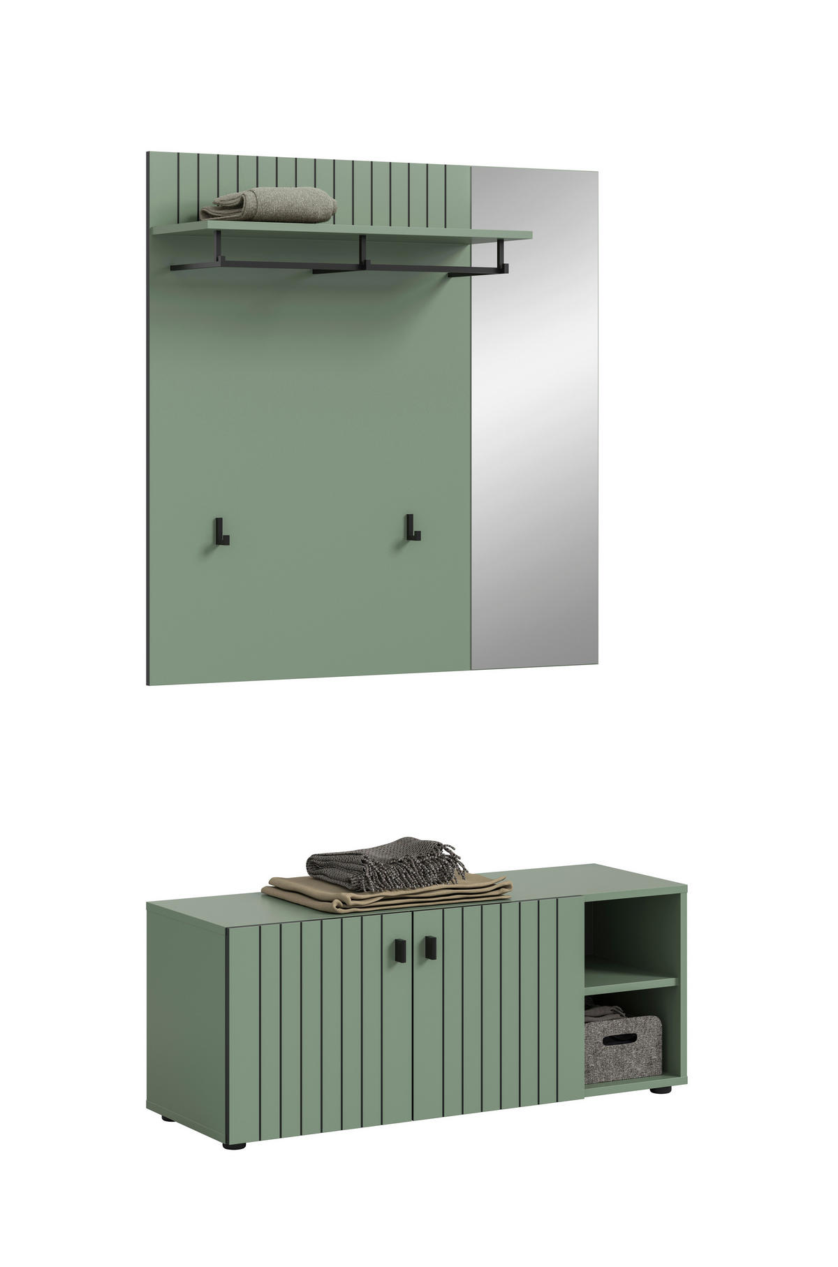 Garderobenset STATION grün B/H/T: ca. 106x192x37 cm STATION - grün (106,00/192,00/37,00cm) - xonox.home